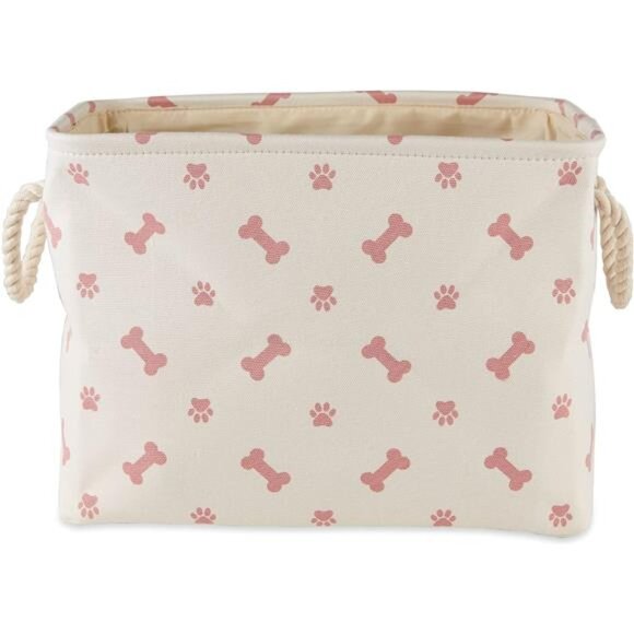 Pet Storage Collection Paw and Bone Print, Small Rectangle, Rose - Picture 2 of 7
